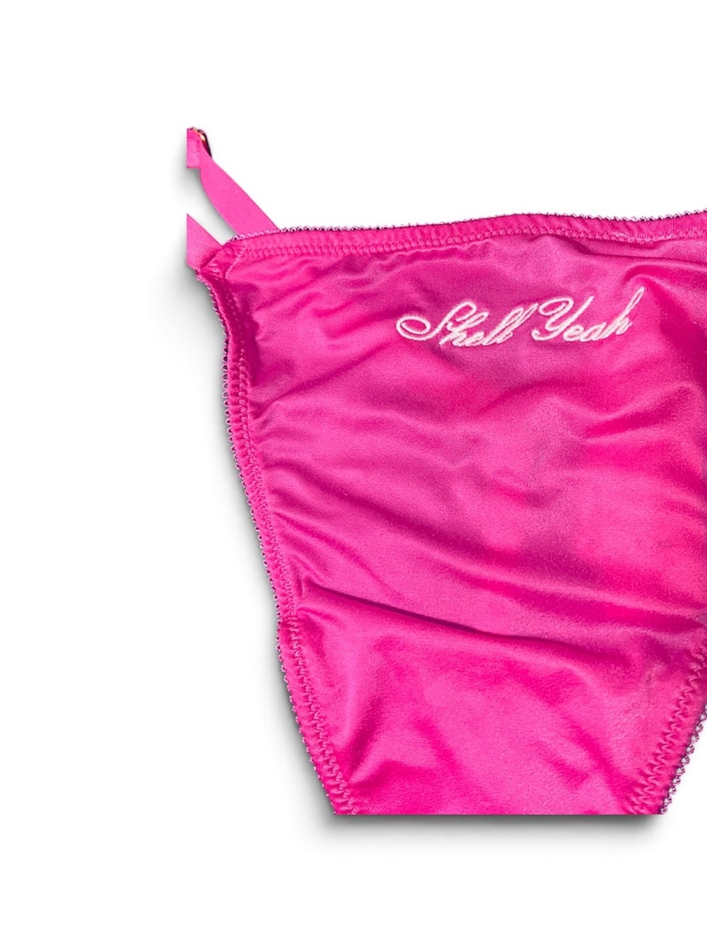 Victoria's Secret Hell Yeah Hot Pink Triangle Thong Panty V-stwith Shell Charm - Picture 5 of 5